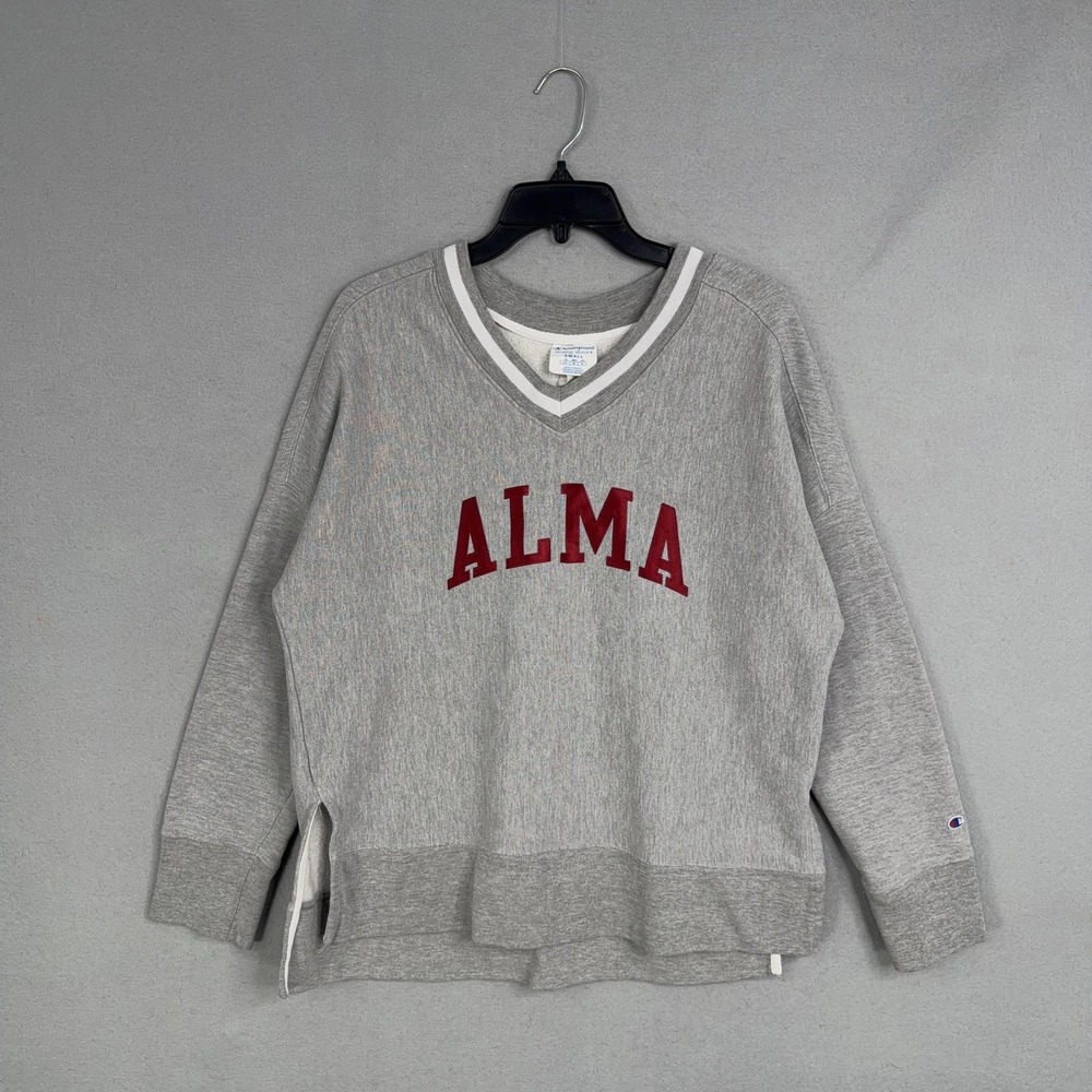 Alma College Sweatshirt Womens Small Gray Fleece Reverse Weave Pullover Champion